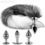 Long Fox Tail Anal Butt Plug Sex Toy 3 Pcs