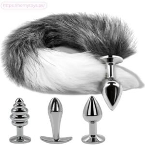 Long Fox Tail Anal Butt Plug Sex Toy 3 Pcs
