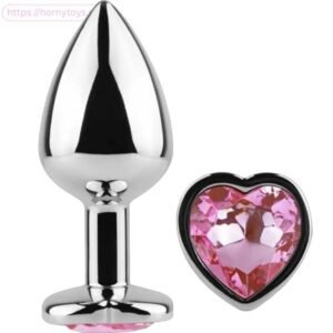 Pink Glass Butt Plug Crystal Heart