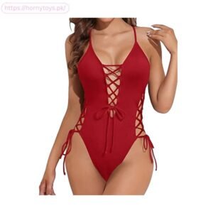 Deep V Halter One Piece Lace Adult suit