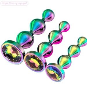 Anal Butt Plug 3 Piece Rainbow Metal