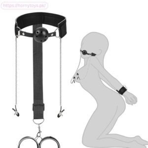 BDSM Kit with Ball Gag Nipple Clamps, Adjustable