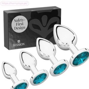 Beautiful Sky Blue Metal Anal Plug Set 4 Different Sizes
